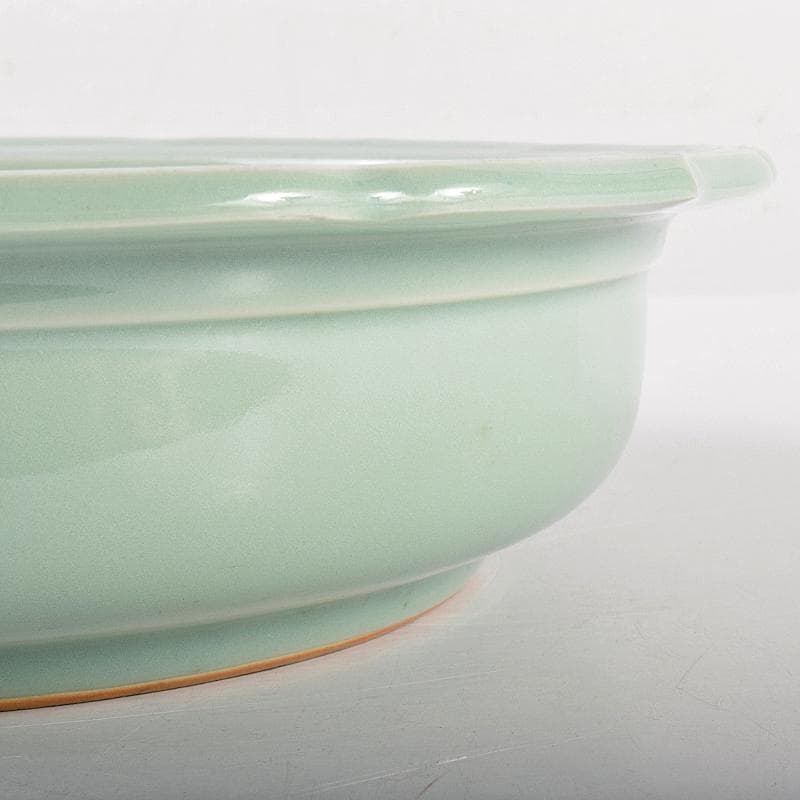 茶道具　京焼　初代宮永東山作　青磁八稜式瑞雲文　水盤　共箱　D　R7858B