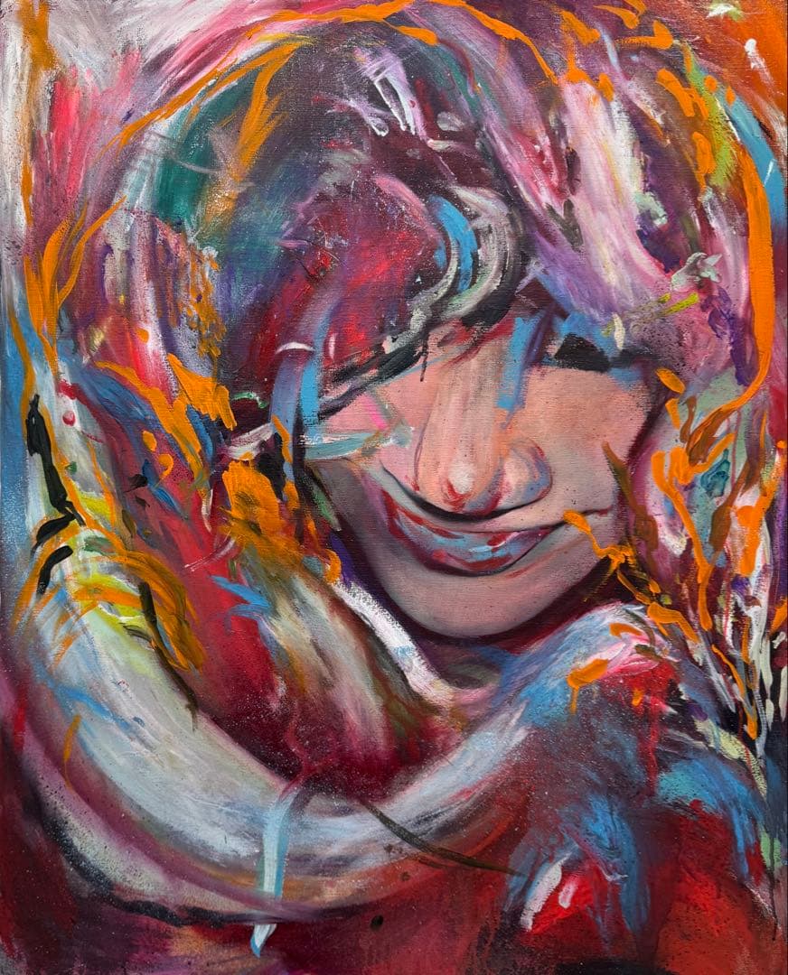 F30号　油絵　キャンバス 抽象画 街に棲む F30号 （額なし）油彩、オイルパステル、キャンバス