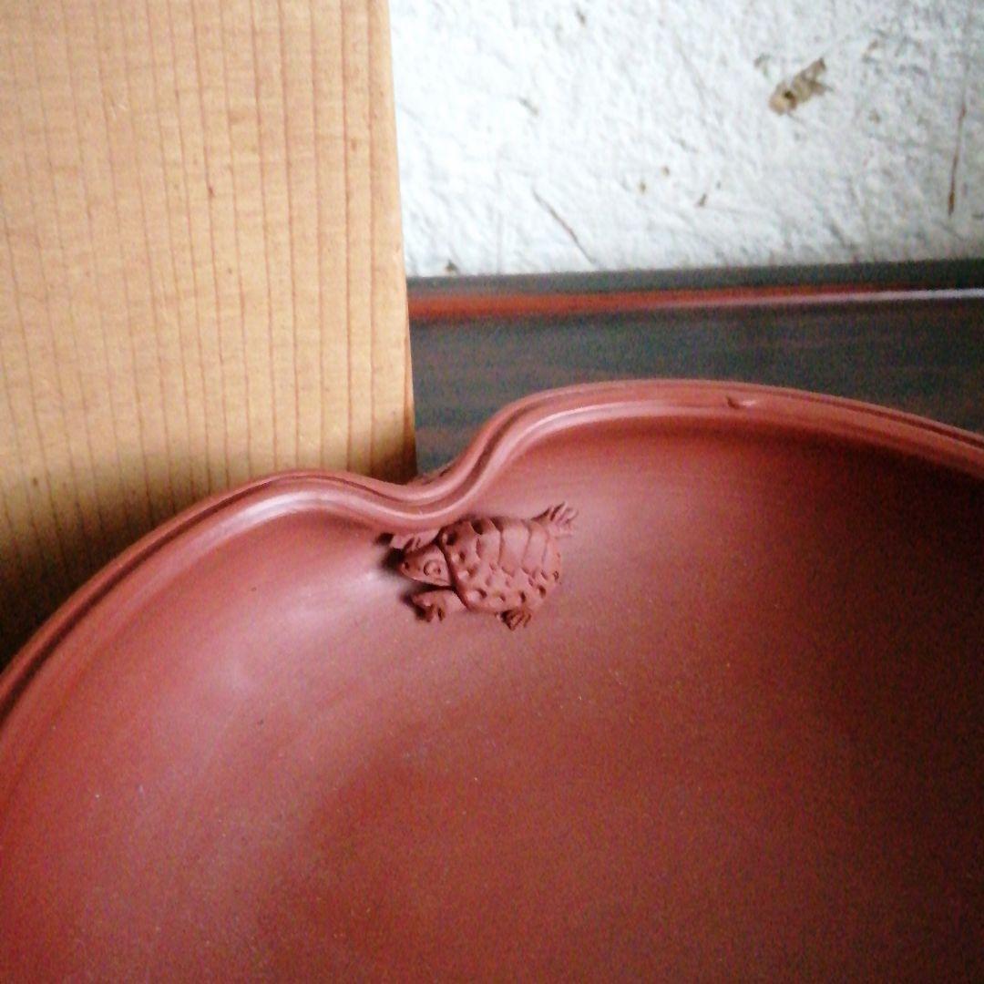 常滑焼　井上素三　朱泥片口折菓子鉢　15.7cm