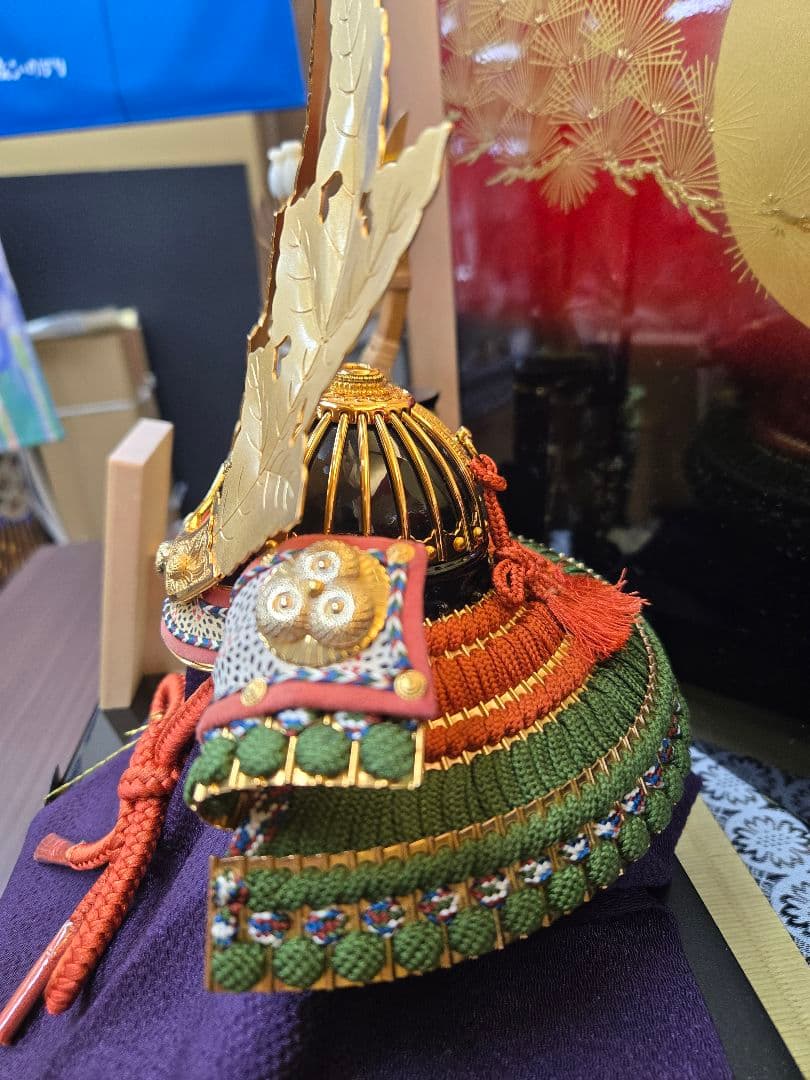 【展示品限り】五月人形　別所実正作 梶の葉兜 収納飾り　S45　※閉店セール※