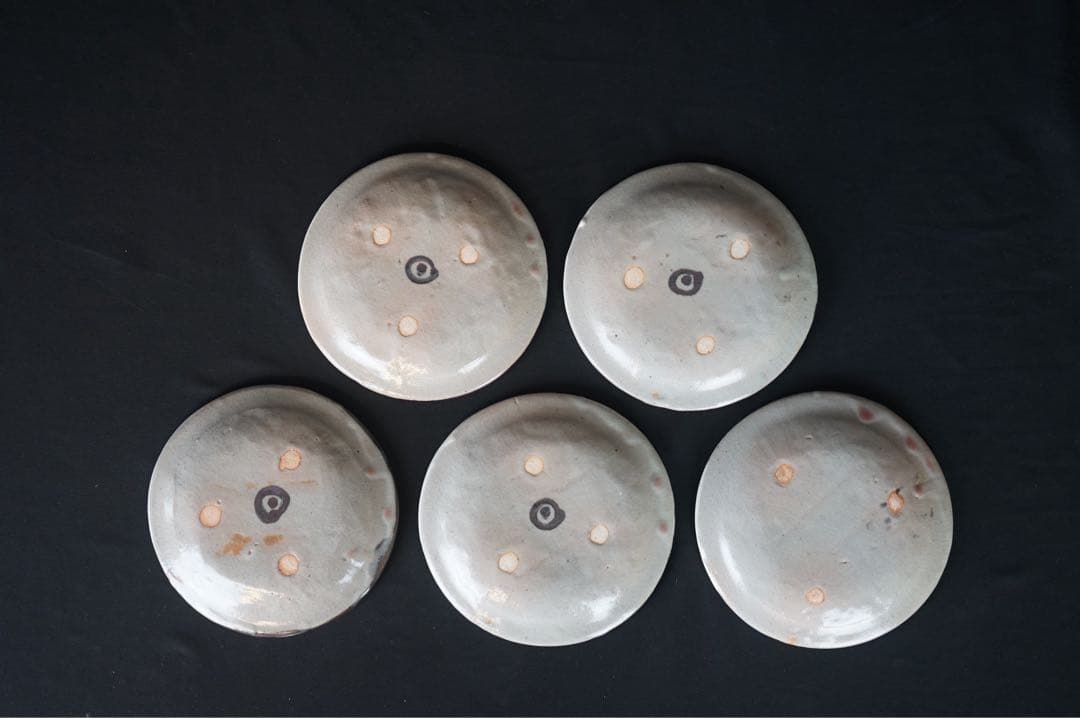 安藤日出武 金彩 波千鳥文 中皿 5客 共箱