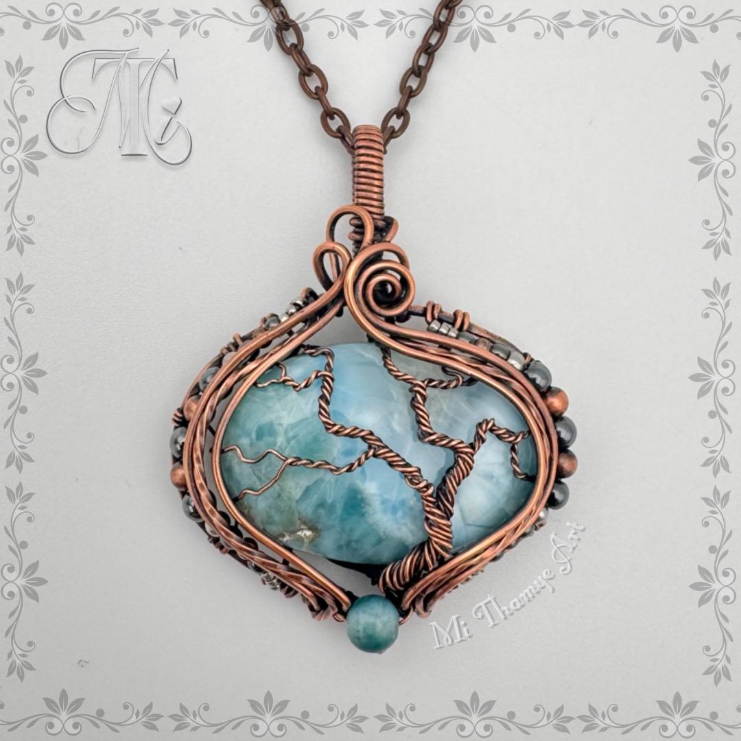 ラリマー・生命の樹デザインネックレス ( MT76)