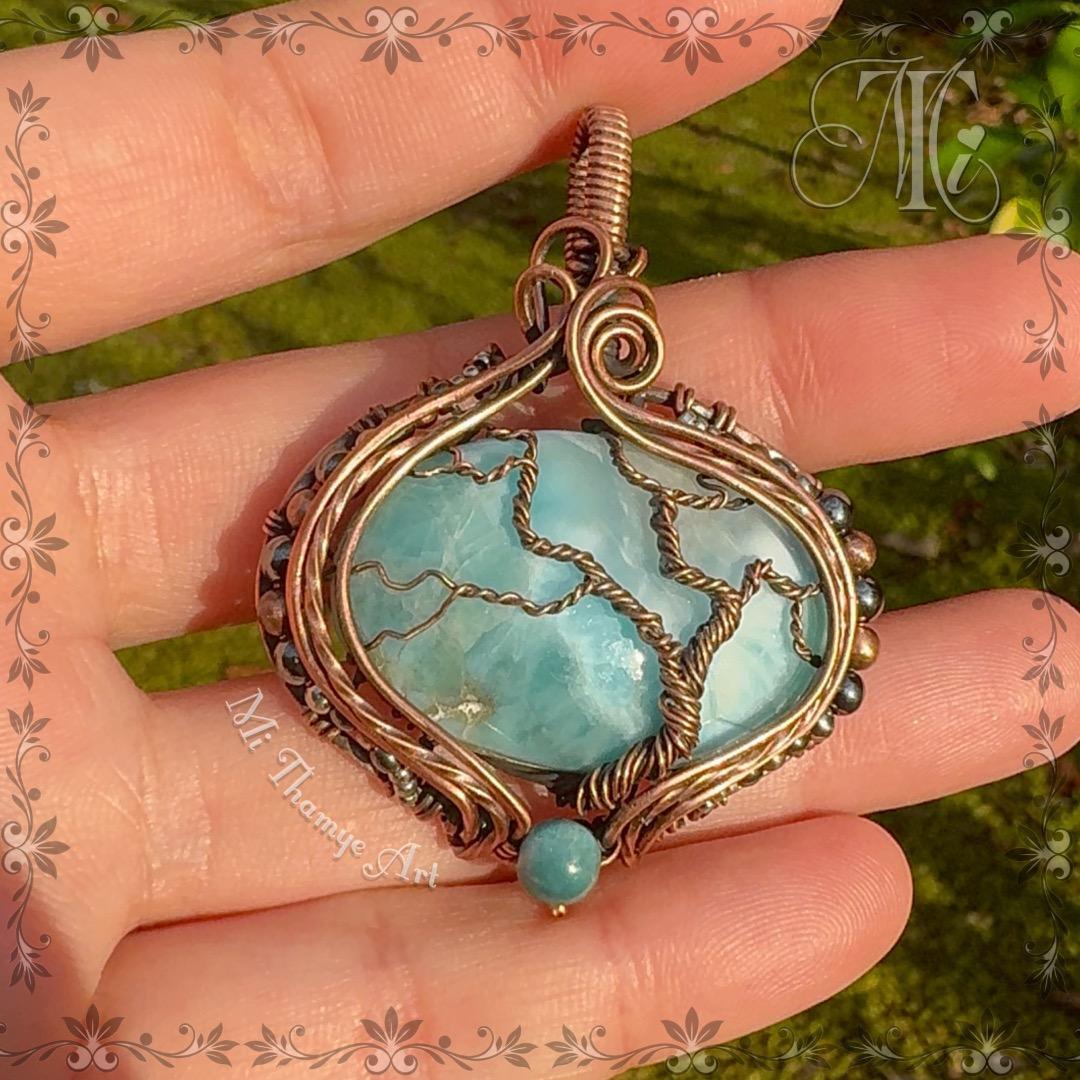 ラリマー・生命の樹デザインネックレス ( MT76)