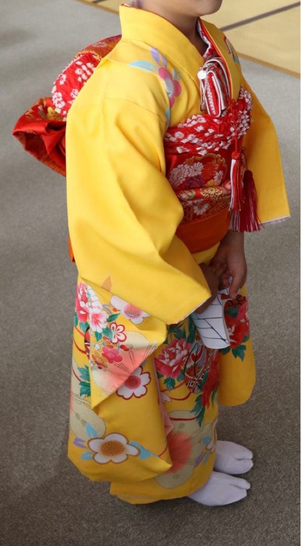 正月・七五三 七歳着物20点セット 黄色　身長約109〜115cm USED美品
