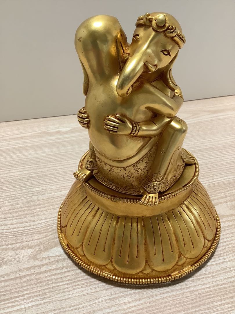 《 チベット密教　新品　1点物 》 オリジナル　鍍金　ガネーシャ　歓喜天　76