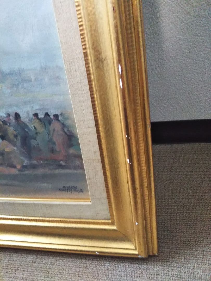 リカルド・モンテシノス 【 パレハの行列】スペイン 油彩 署名有 1984