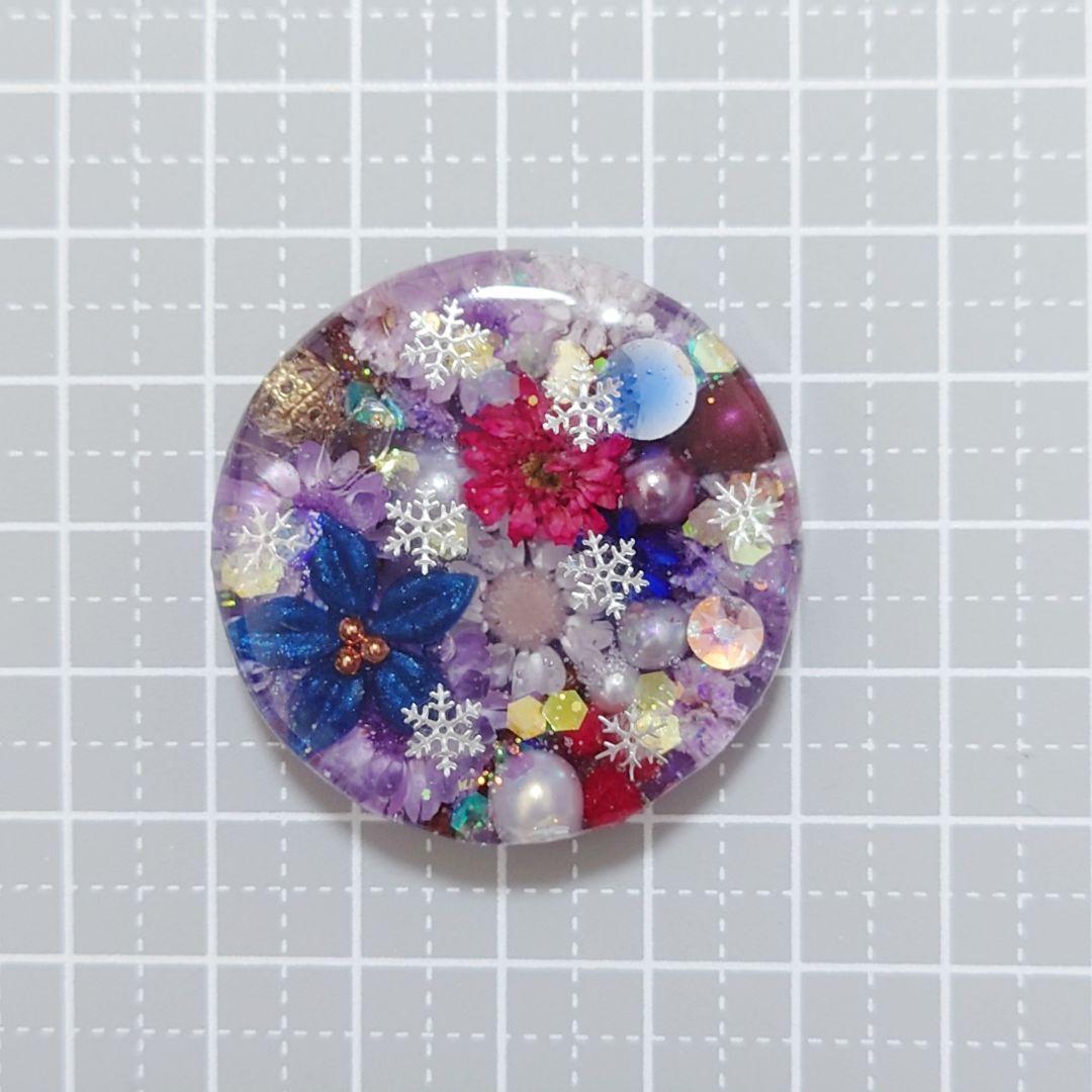 レジン　猫　ドライフラワー　ヘアゴム　ブローチ　ポニーフック　No.378