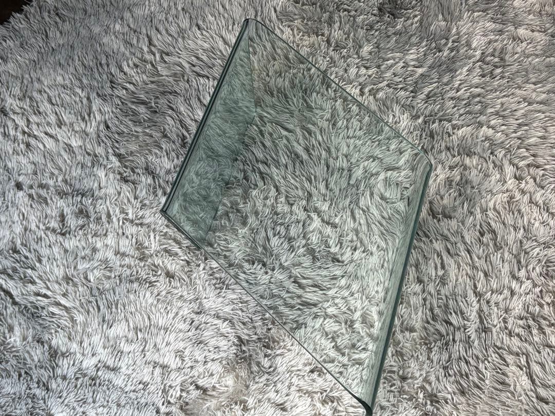 ②ガラステーブル　サイドテーブル　ローテーブル　斜めテーブル　高級家具　IZG