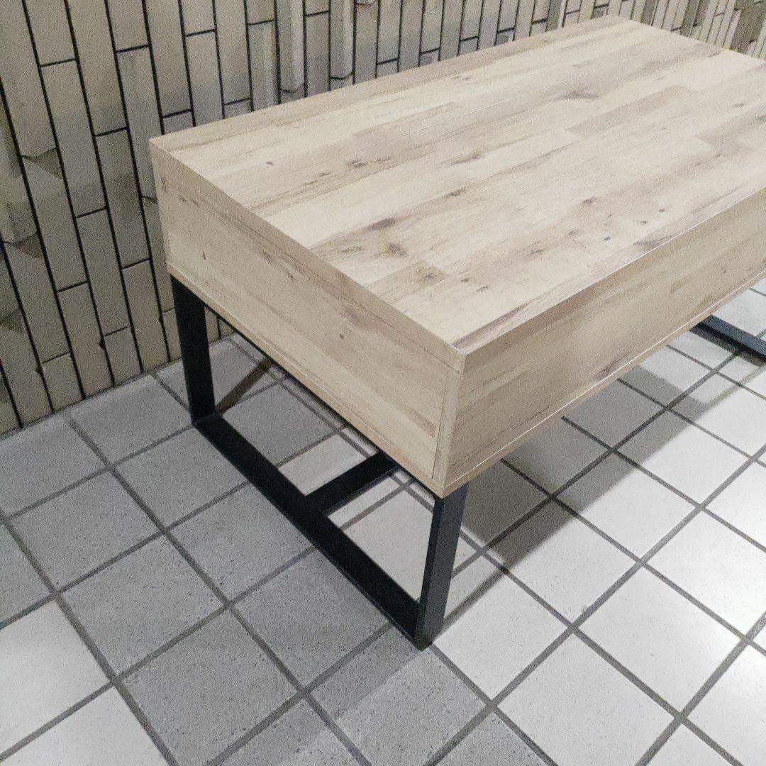 東谷 2WAYテーブル W90×D50 リビングテーブル 収納 高さ調整