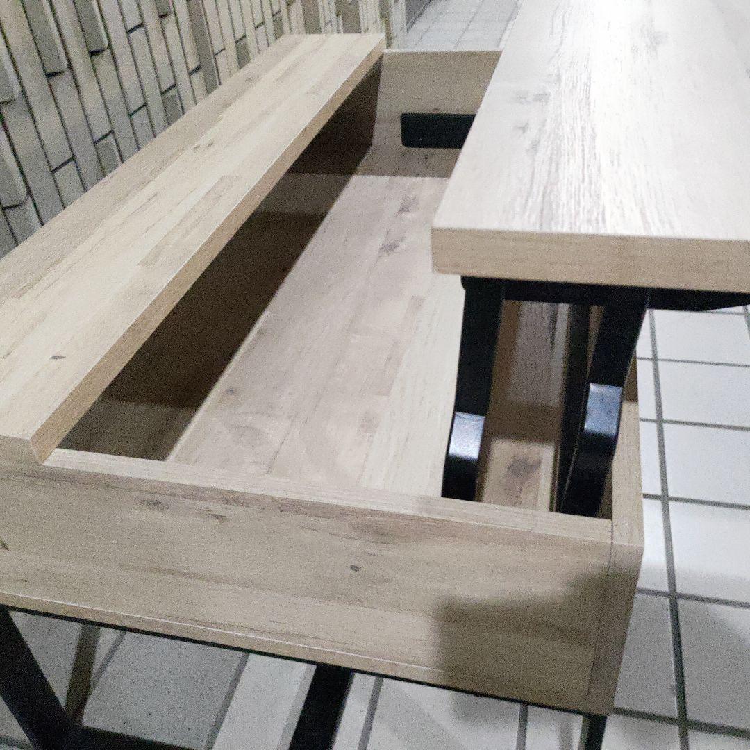 東谷 2WAYテーブル W90×D50 リビングテーブル 収納 高さ調整