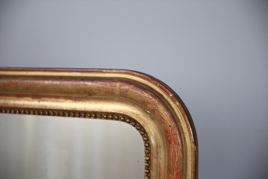 フランスアンティークルイフィリップ様式ミラー/ウォールミラー鏡(54-196)