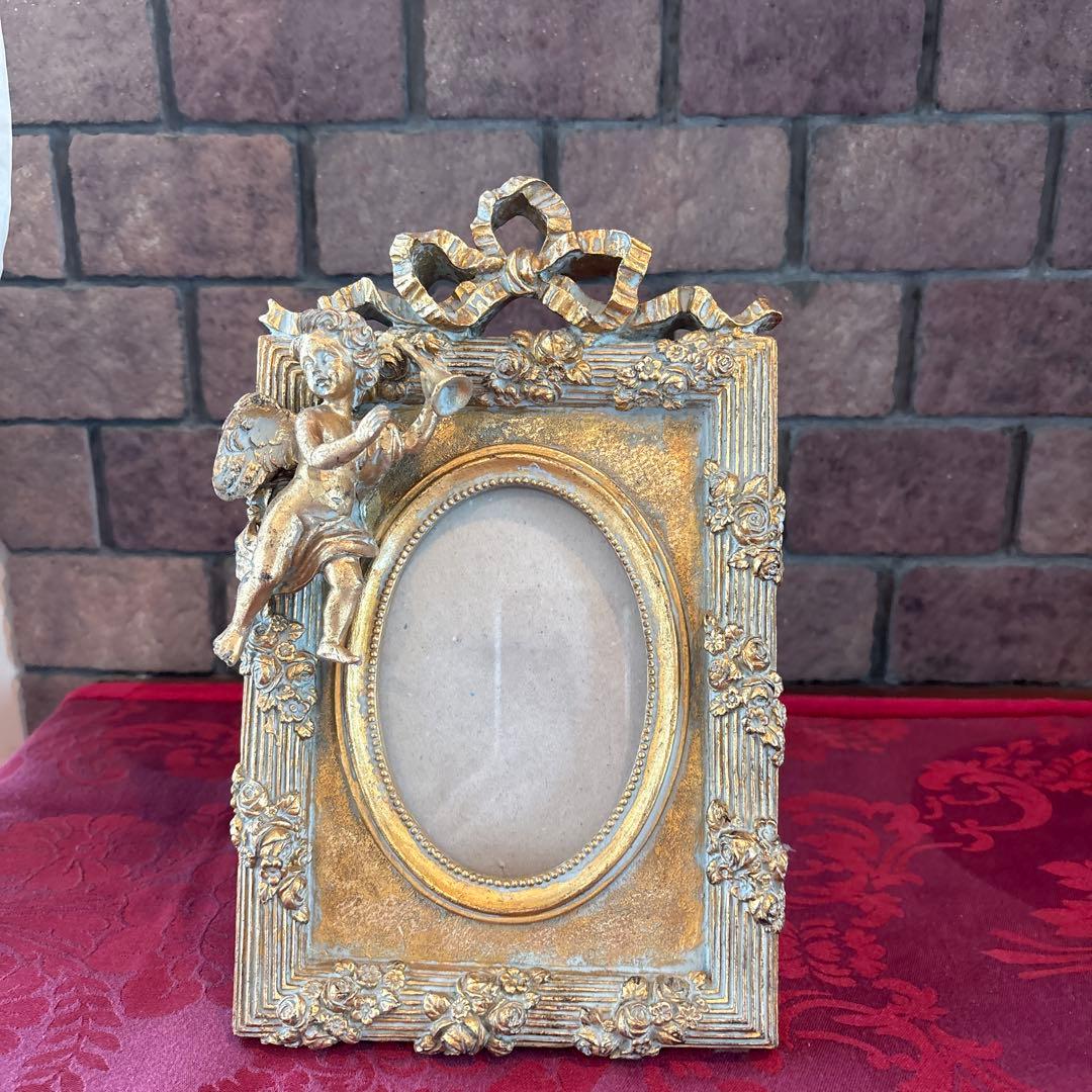 装飾的天使の金属製フォトフレーム