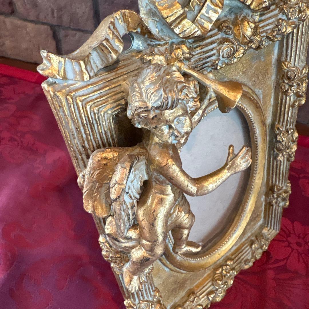 装飾的天使の金属製フォトフレーム