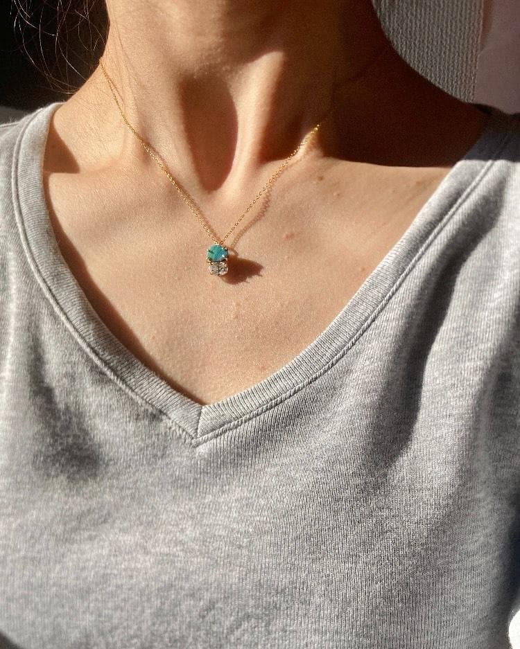 BOX付✨「海辺の星屑 ― オパールｘモアサナイト 14kgf ネックレス」