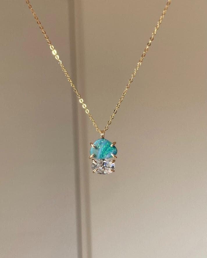 BOX付✨「海辺の星屑 ― オパールｘモアサナイト 14kgf ネックレス」