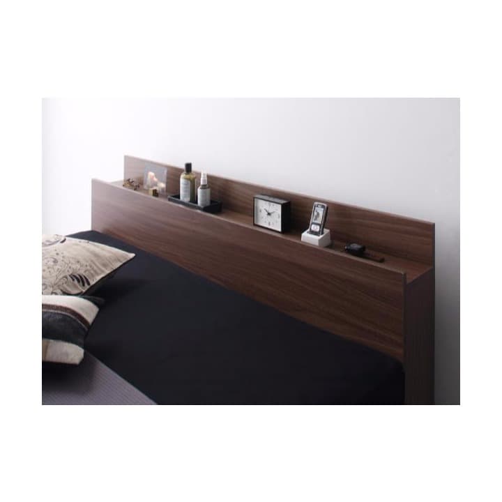 最安！　棚・コンセント・マットレス付き収納ベッド　シングル