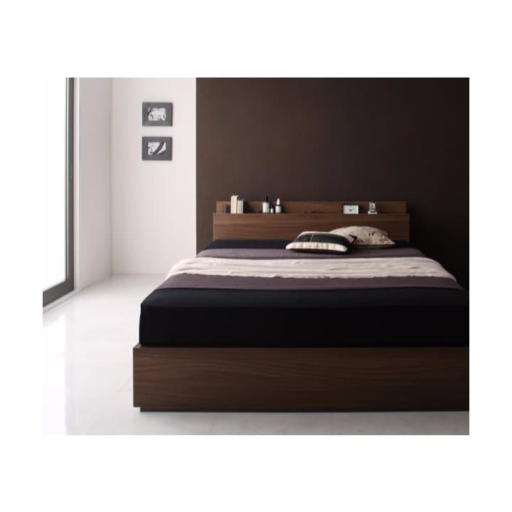 最安！　棚・コンセント・マットレス付き収納ベッド　シングル