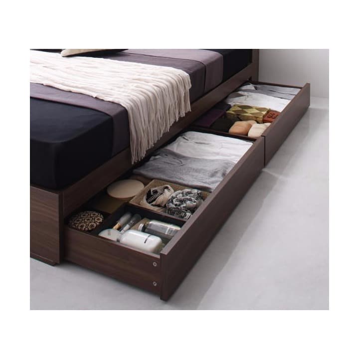 最安！　棚・コンセント・マットレス付き収納ベッド　シングル