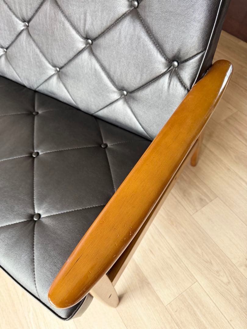 boys カリモク Kチェア ブラック 2P 2人掛け ソフトレザー