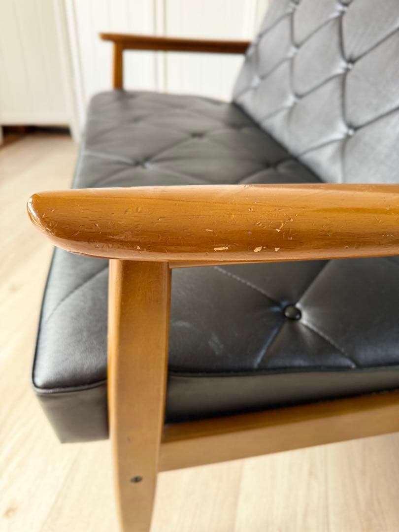 boys カリモク Kチェア ブラック 2P 2人掛け ソフトレザー