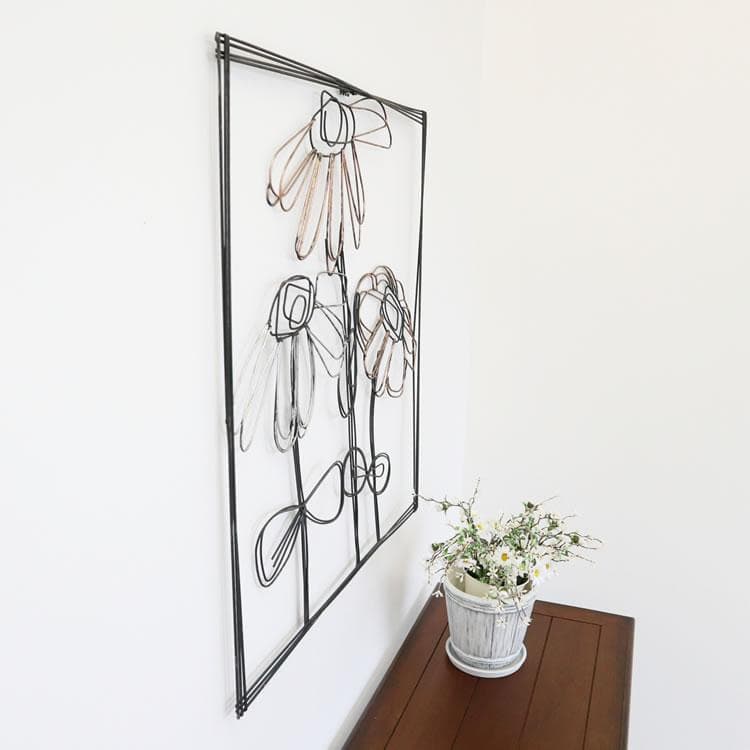 壁掛け飾り 花 アイアン ワイヤー