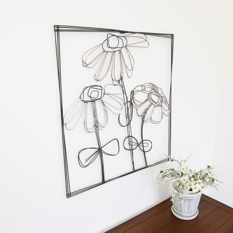 壁掛け飾り 花 アイアン ワイヤー
