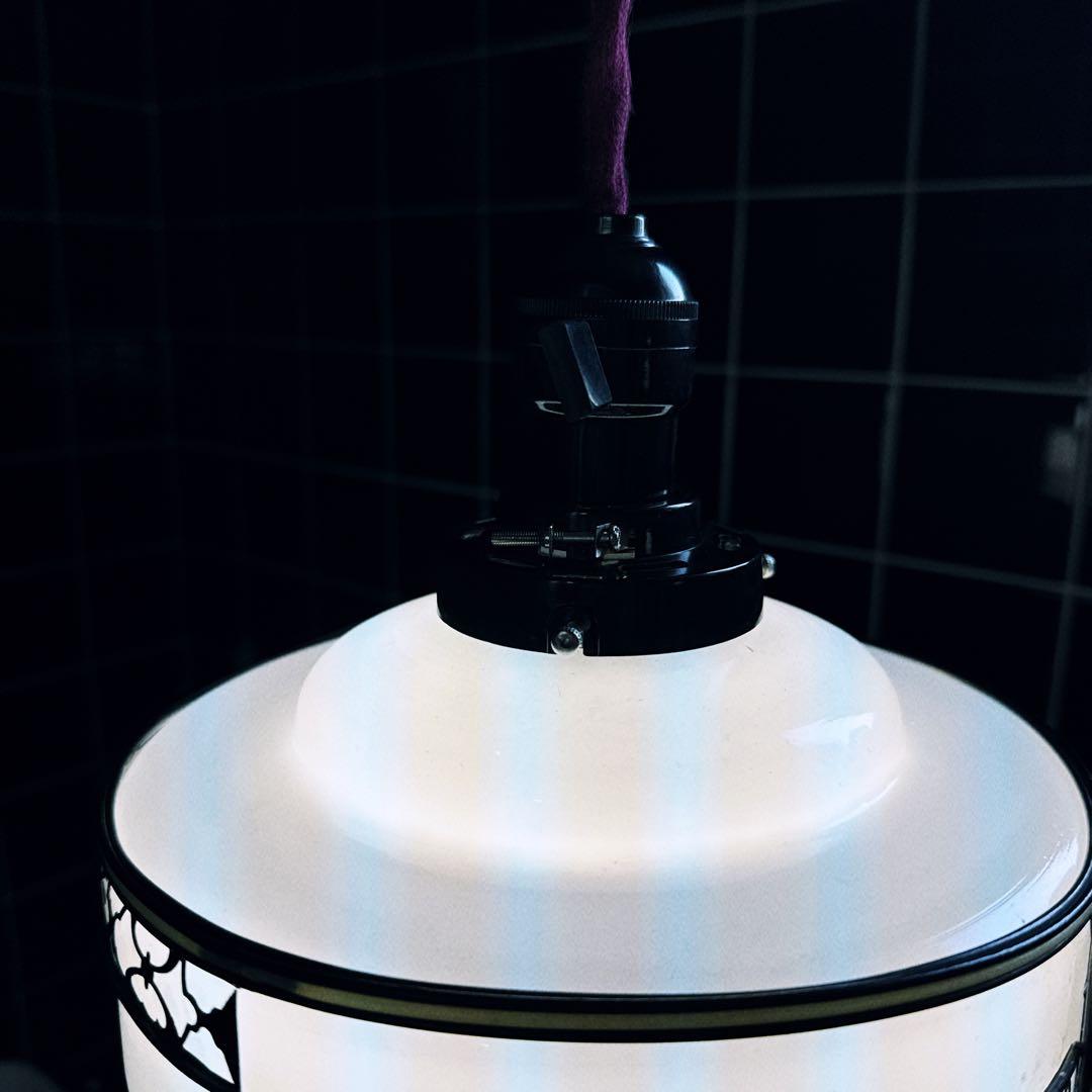 大正レトロ　電笠　乳白ガラス　昭和レトロ　照明　3点セット　現状品