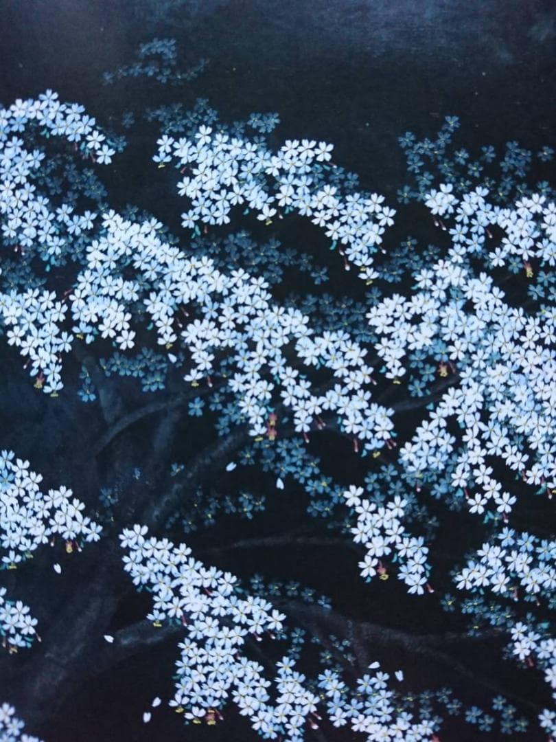 中島 千波、【散りのまがひ】、希少画集・額装画、美品、新品額装付