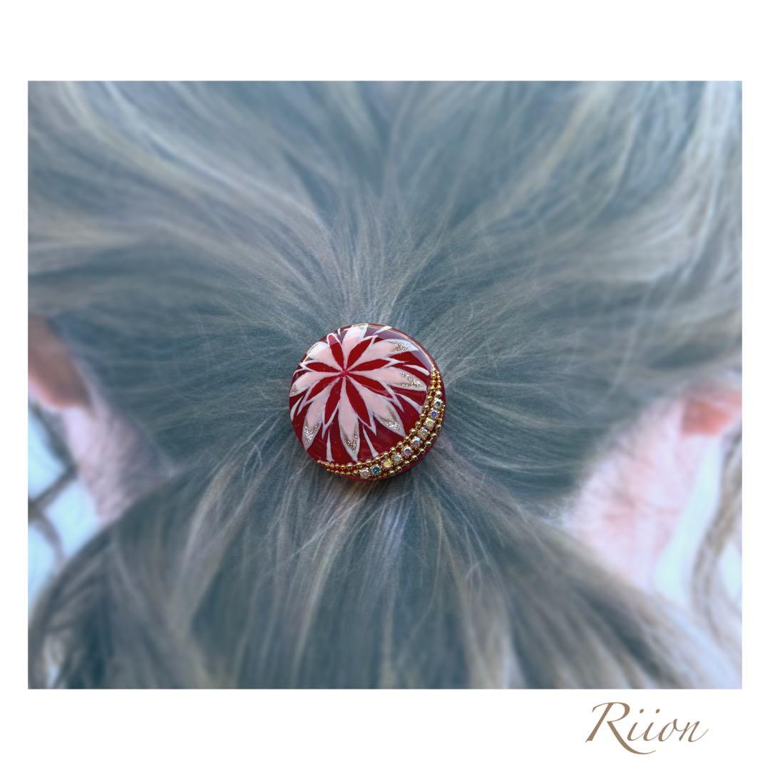 no.1078✨‪ꫛꫀꪝ手毬モチーフレジンヘアゴム✨赤