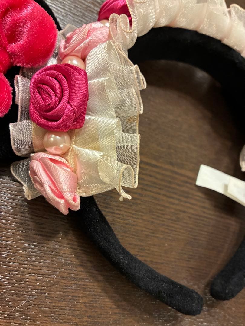 ディズニー ミニー カチューシャ 薔薇 ピンク パール - メルカリ