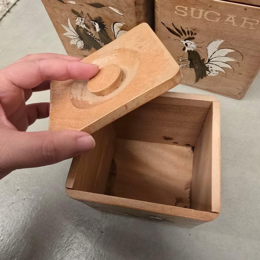 木製キャニスター　4個セット　ヴィンテージ　アンティーク