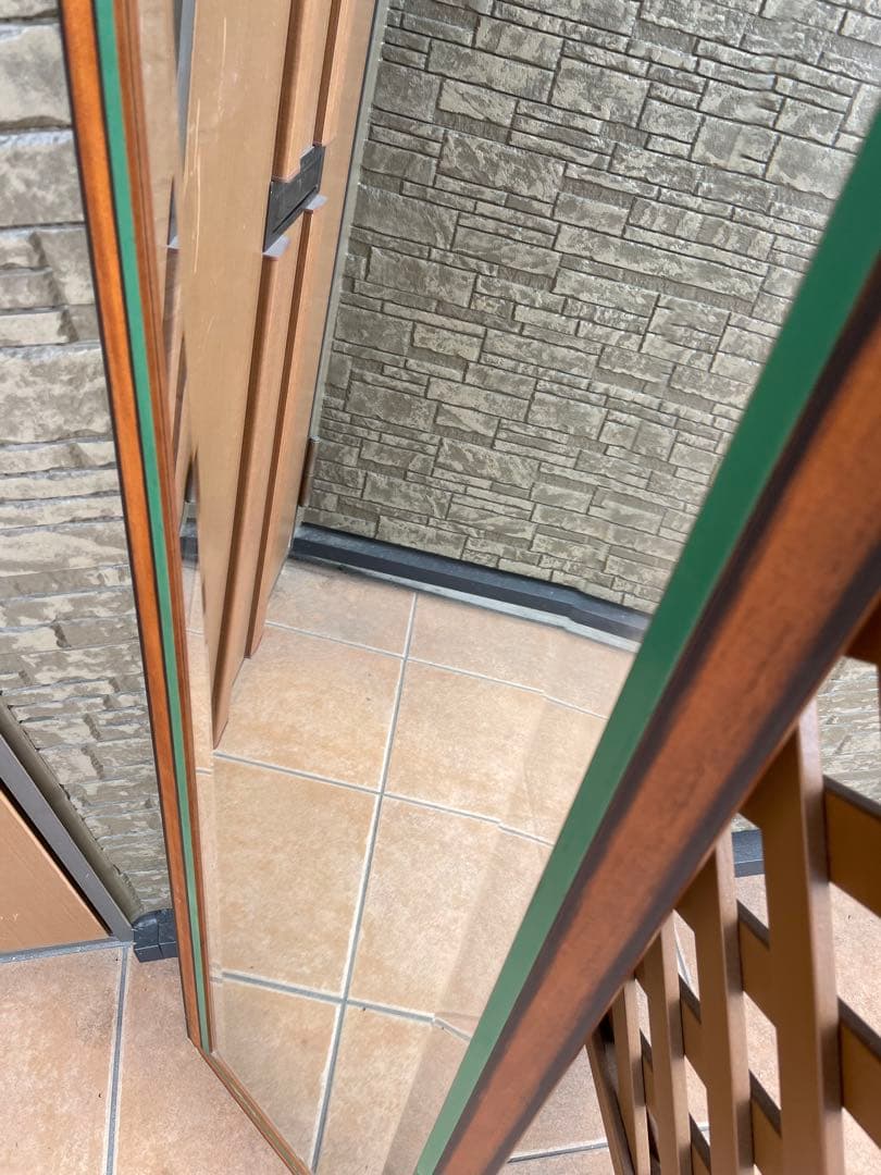 イタリア製　ミッドセンチュリー 木製フレーム 壁掛け鏡 ミラー ウォールミラー