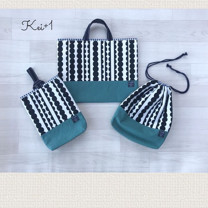 新品ハンドメイド選べる3カラーもくもくストライプ入園入学3点セット