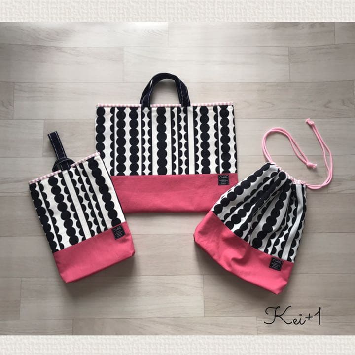 新品ハンドメイド選べる3カラーもくもくストライプ入園入学3点セット