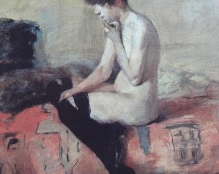 トゥールーズ＝ロートレック、【裸婦習作、長椅子にすわる女】、希少な額装用画集より