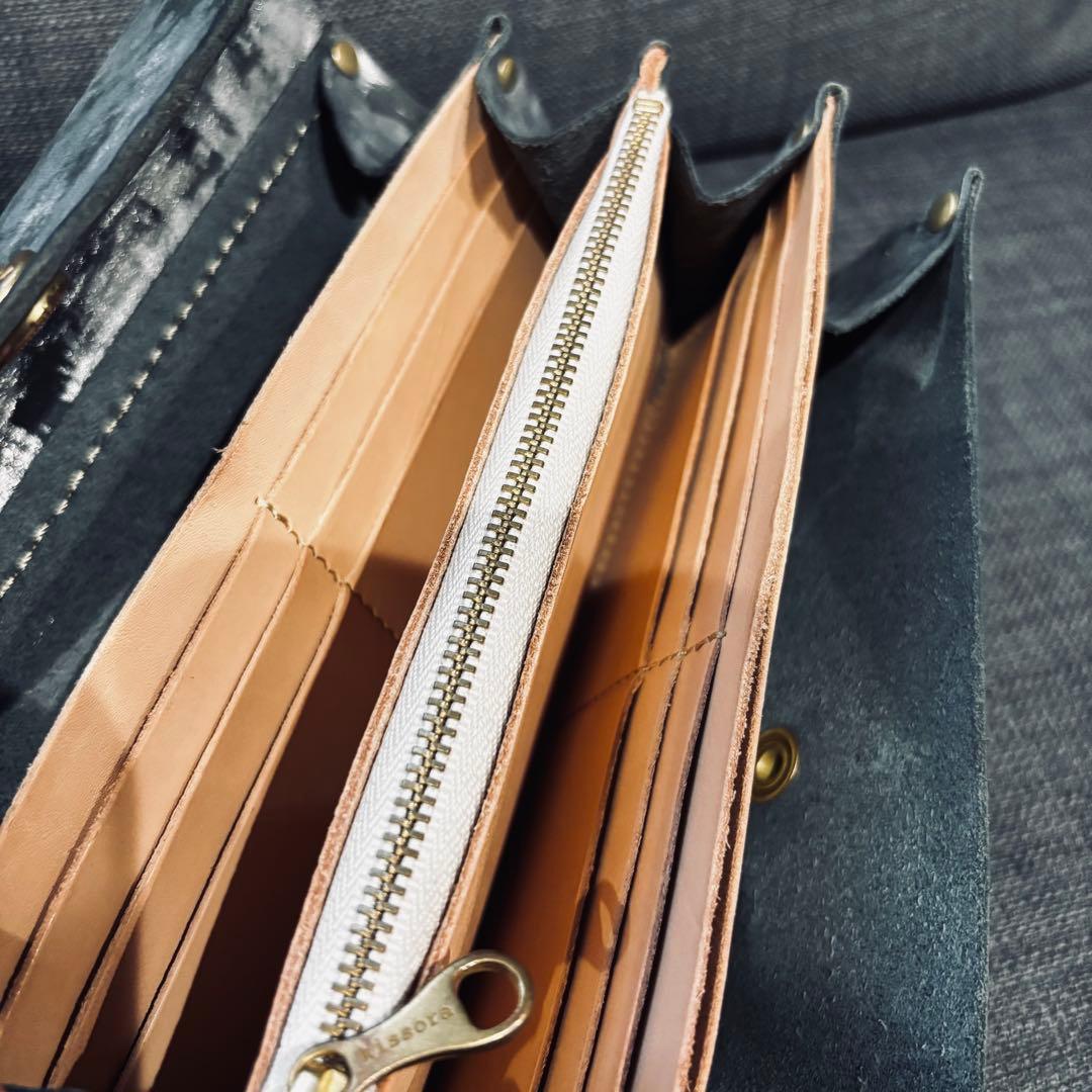 kissora 革財布 長財布 シルバー 銀 ウォレット