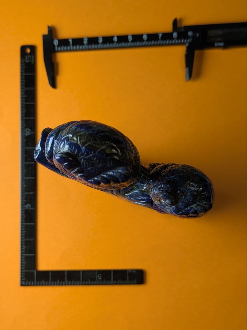 天然石 ラピスラズリのふくろうの親子の置物です。工芸品！一点物！