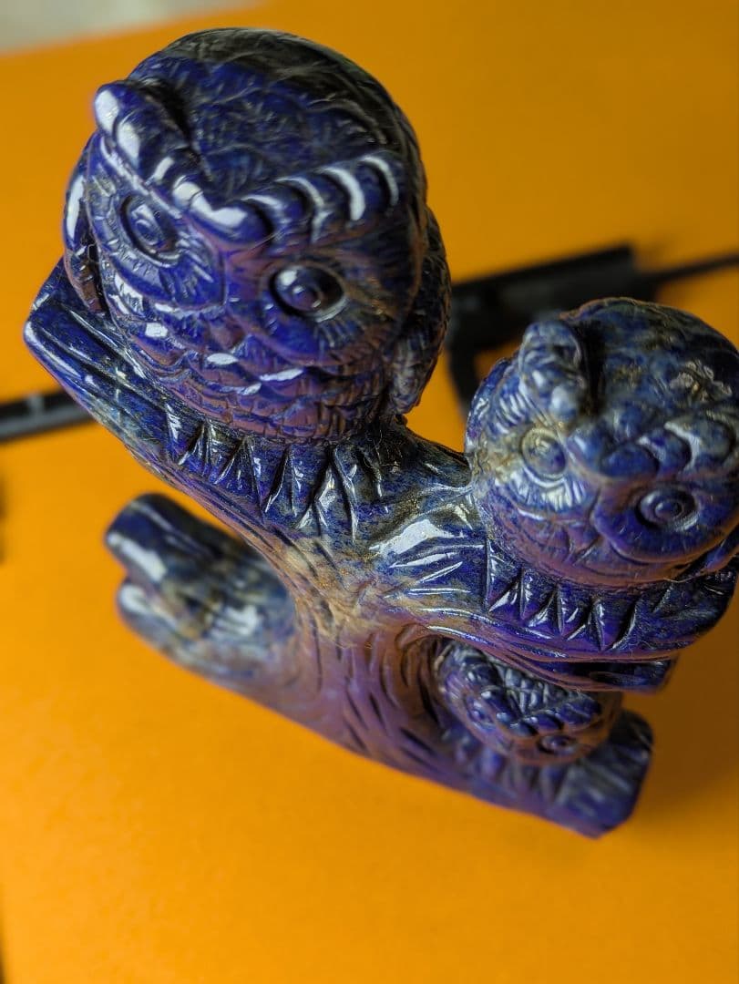 天然石 ラピスラズリのふくろうの親子の置物です。工芸品！一点物！