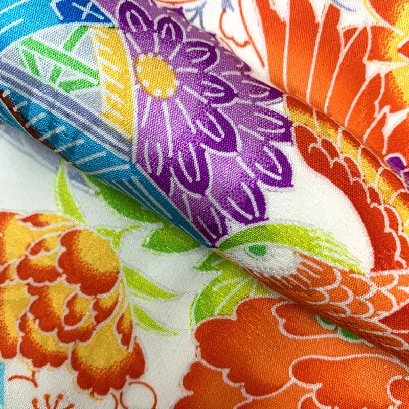 506ag41□七五三 七歳 女児 着物&袋帯 金彩 花文 水色□良好