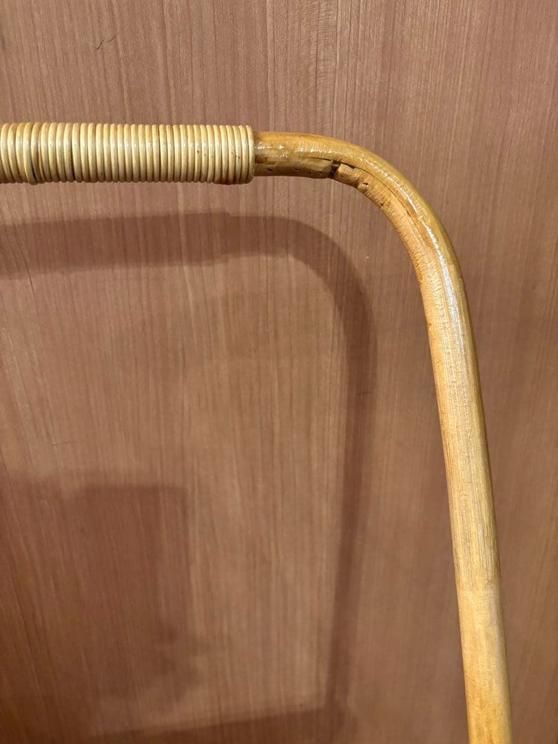 アンティーク ラタン カゴキャリー　ショッピングカート バスケット　籐　収納