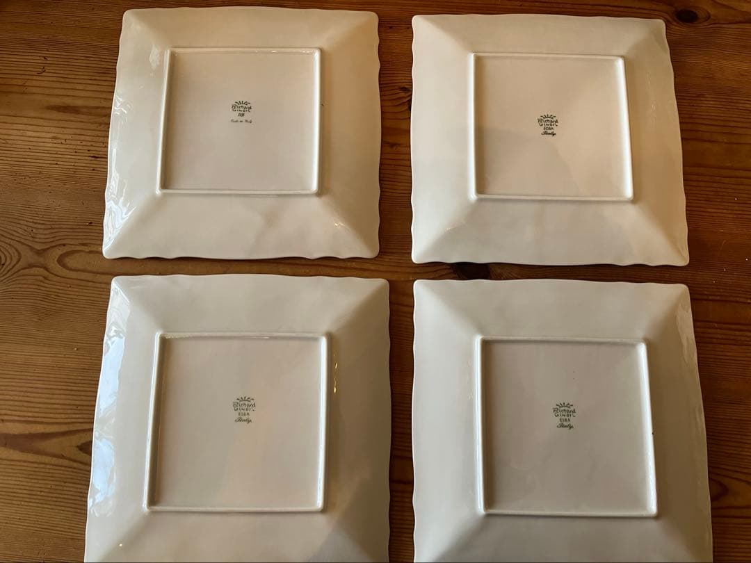 ジノリ ベッキオホワイト22.5スクエアプレート×4