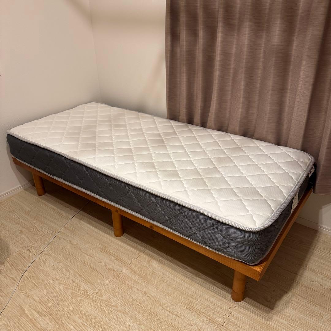 BANON 天然パイン材 すのこベッド セミシングルショート 高さ調整可