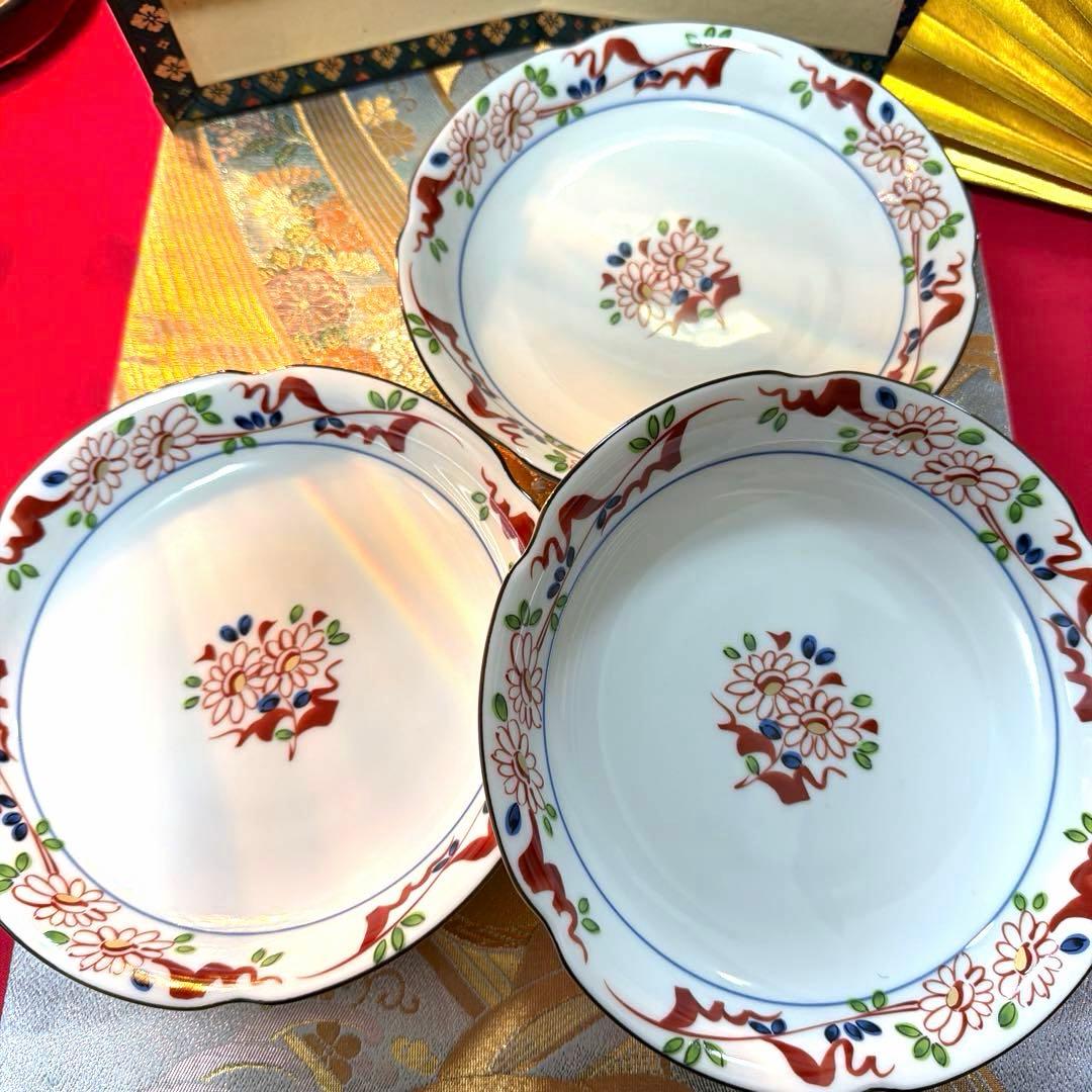 たち吉赤絵金彩八角鉢　中皿シール付きクリスタル小鉢　金彩豪華大鉢　No.4-33