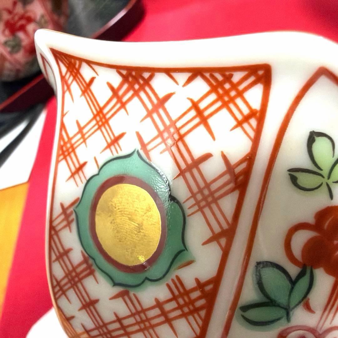 たち吉赤絵金彩八角鉢　中皿シール付きクリスタル小鉢　金彩豪華大鉢　No.4-33