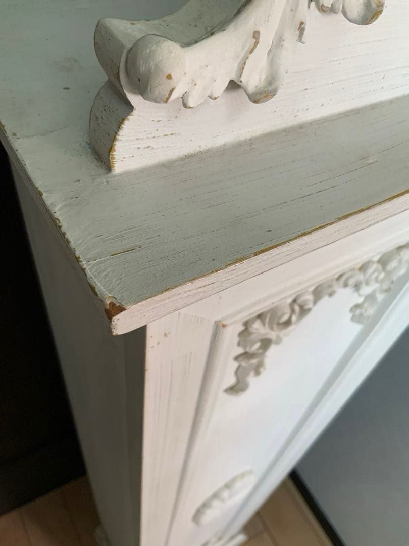 中古　美品　アンティーク　フランス　ホワイト 木製ラック 1