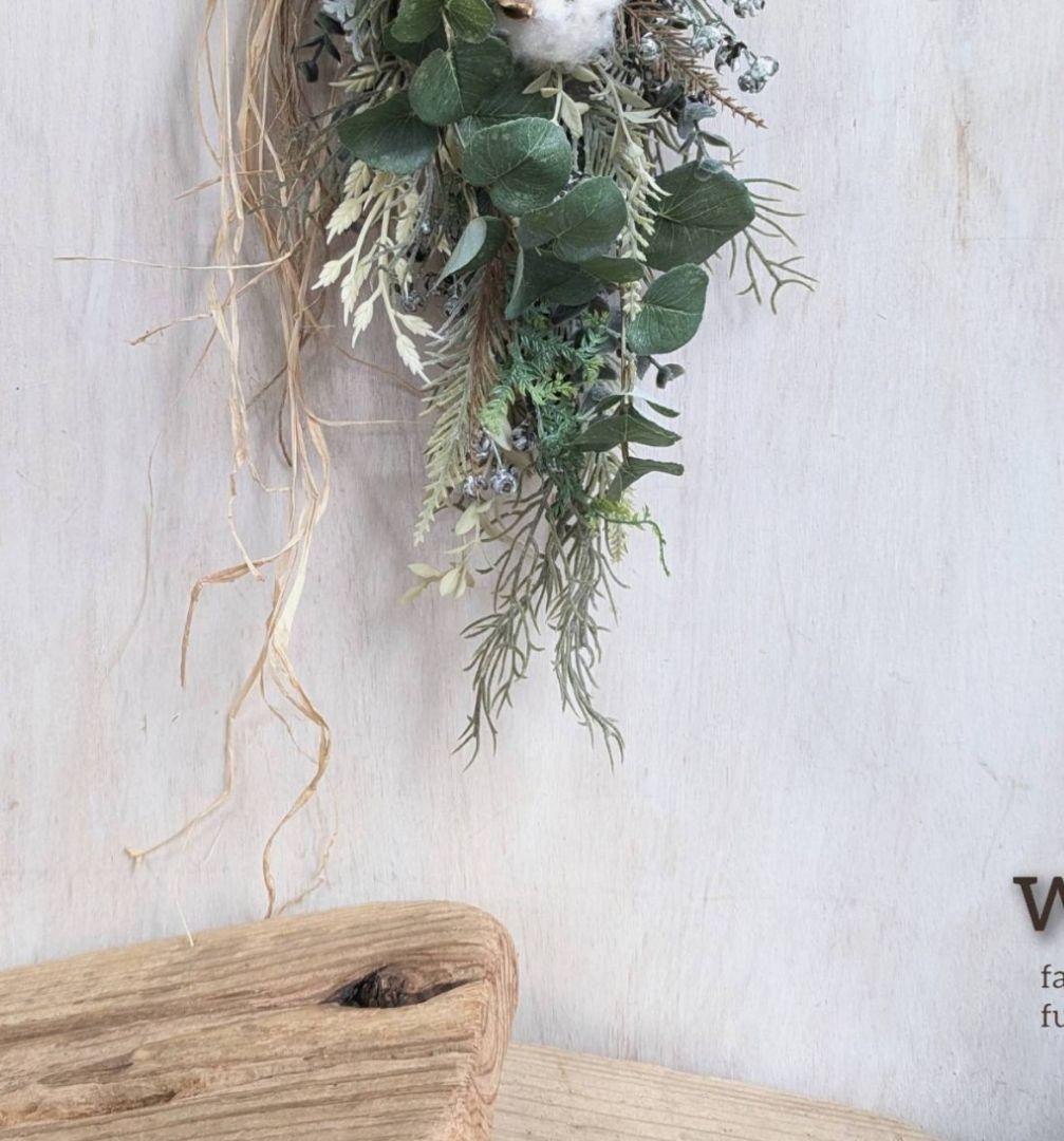 専用winter＊ユーカリ＆コットン&ピンクッション　ナチュラルフェイクスワッグ