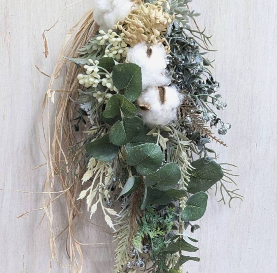 専用winter＊ユーカリ＆コットン&ピンクッション　ナチュラルフェイクスワッグ