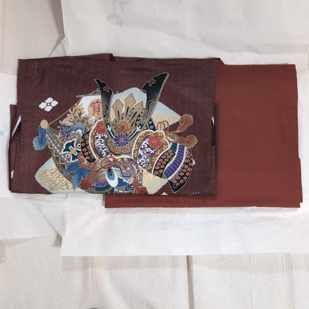 男の子 着物、羽織、長襦袢3個セット 茶色 美品