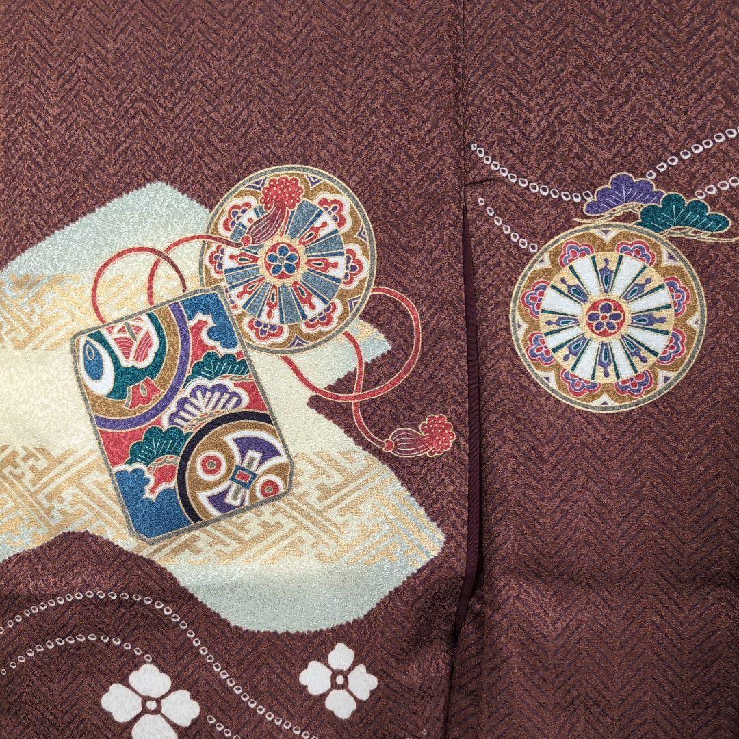 男の子 着物、羽織、長襦袢3個セット 茶色 美品