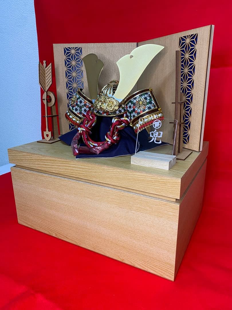 五月人形　兜飾り白木収納セット・コンパクトサイズ